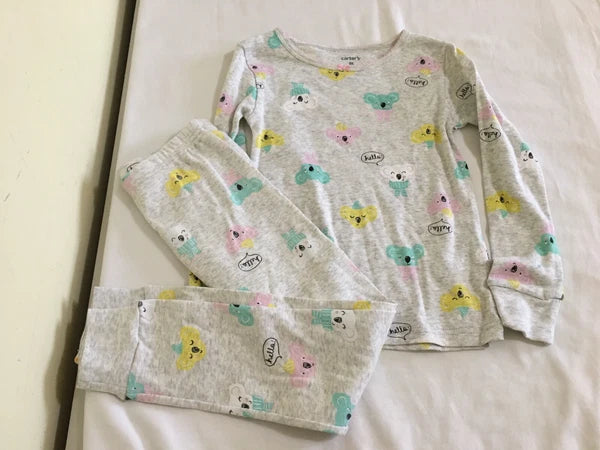 New Carter's Girls Koala Pajama Set Long Sleeve Pants Toddler Gray