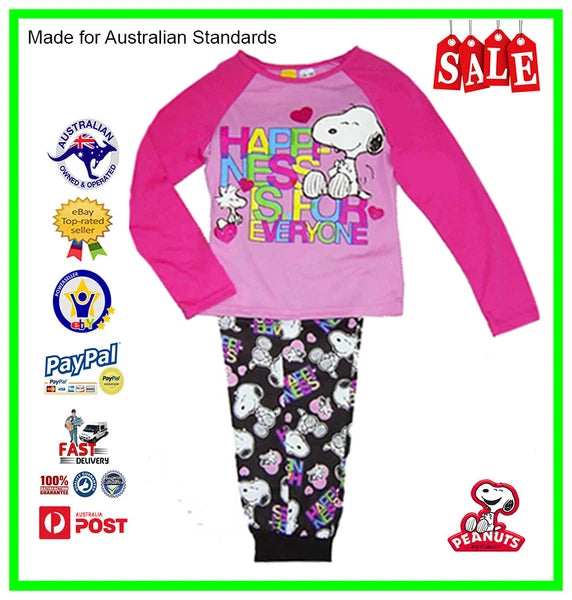 **GENUINE AUS LICENSED Teen Girls Kids Peanuts Snoopy Pyjamas PJ's Set SALE