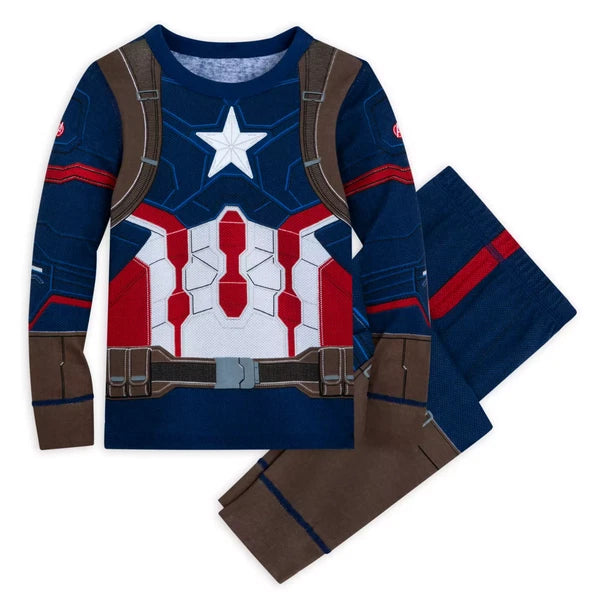 New DISNEY STORE Captain America Costume Boys Pajamas PAL Pajama Set4,5,6,7,8,10