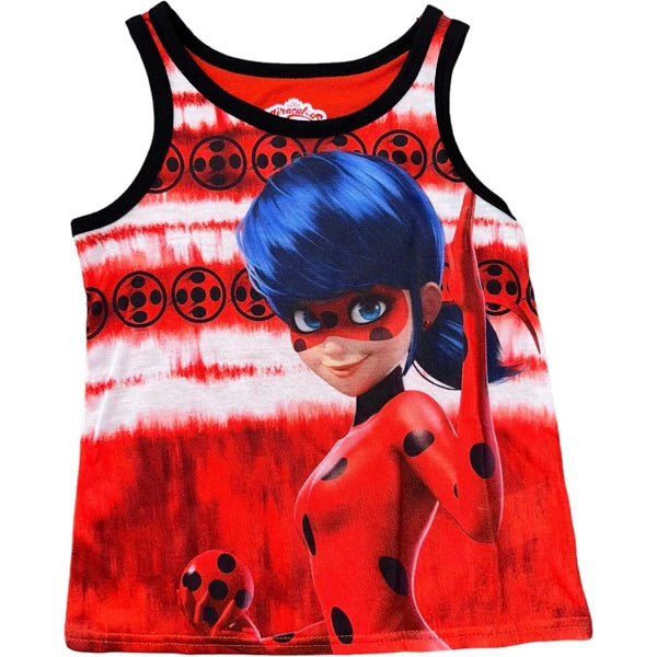 Miraculous Ladybug Girls Tank Top 2pc Pajama Short Set Size 4 6 8 10