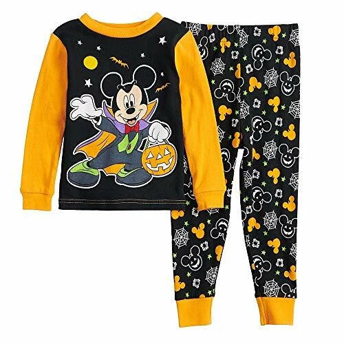 Mickey Vampire Boy's Glow-in-The-Dark Halloween Trick Or Treat Pajama Set