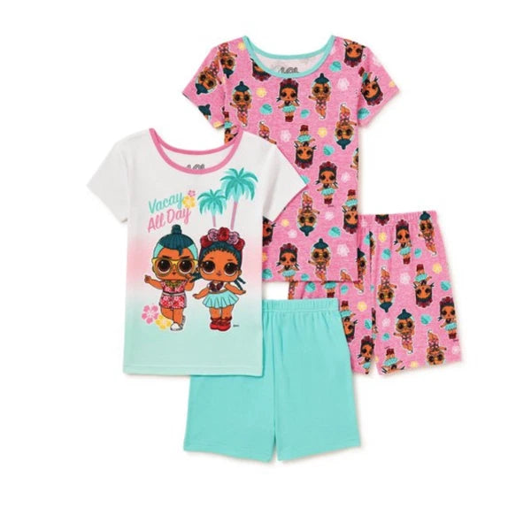 LOL SURPRISE Girls Pajamas 2 PAIRS NWT Cotton SNUG FIT Size 8 Vacay All Day