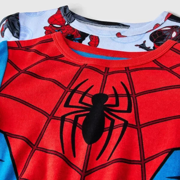 Spider-Man Boys 4 Piece Long Sleeve Cotton Snug Fit Pajamas, Size 8 - New