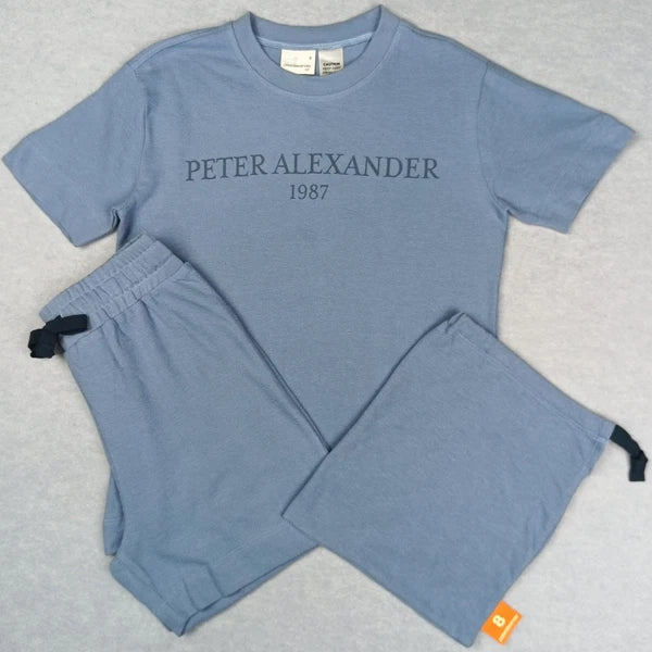Peter Alexander Boys Pyjama Set Size 8-10-12-14 Blue Short Sleeve Top-Shorts-Bag