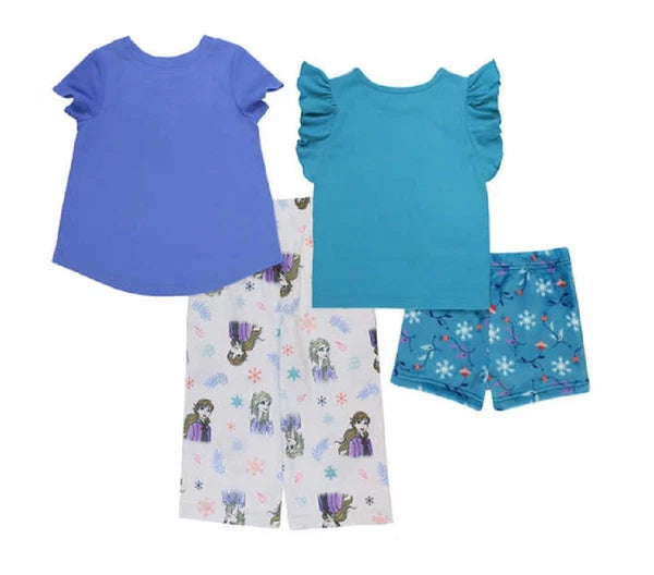 Disney Frozen Girls 4 Piece Pajama Set Blue