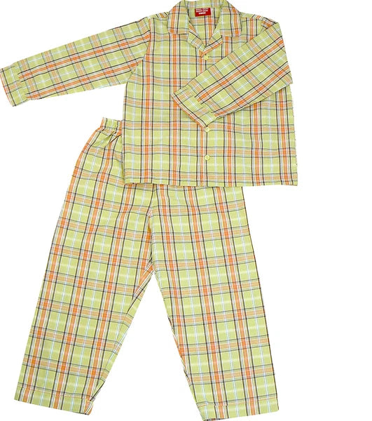 PYJAMA SUIT 100% COTTON  AMERICAN GREEN CHECKS 5-10 YR