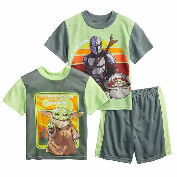 The Mandalorian Big Bounty 3-pc Tees & Shorts Pajama Set Size 8 or 10 NWT $38 RV