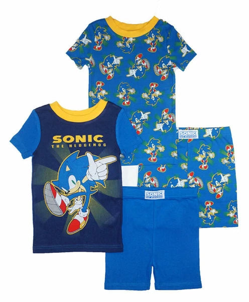 Sonic The Hedgehog Little/Big Boys 4pc Pajama Short Set Size 4 6 8 10