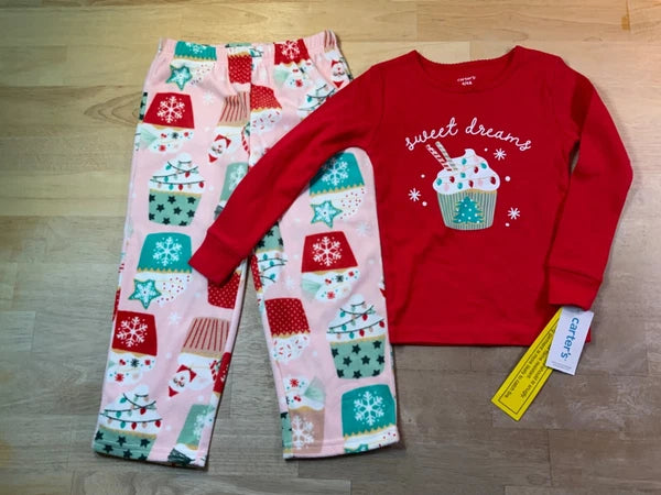 New Girl's Carter's Holiday PJ Set says Sweet Dreams with Cupcakes-CUTE!-U Pick*