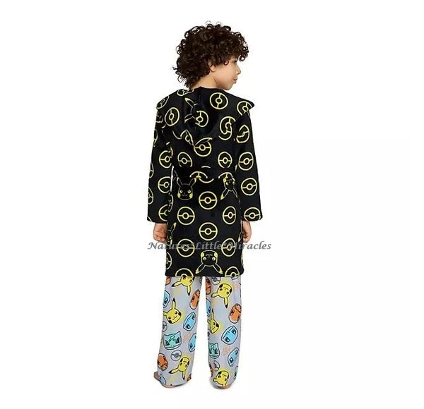Pokemon Robe Pajamas Set Boys Bathrobe 3 Piece Size 4 5 6 8 10 Pikachu Kids NWT