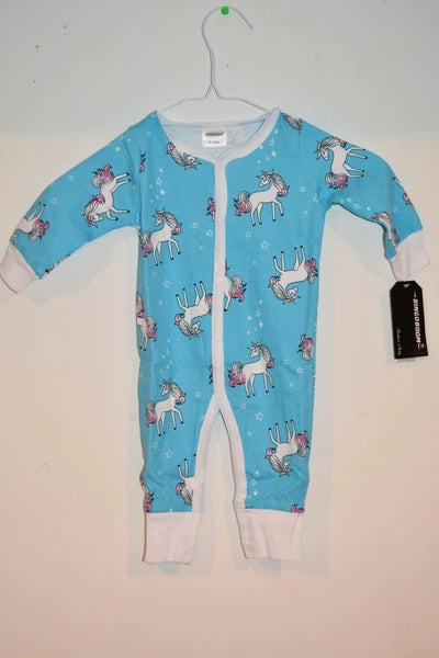 Girls Unicorn Baby Jumpsuit Pajamas Clothes Button NWT Kids Child 6-9 9-12