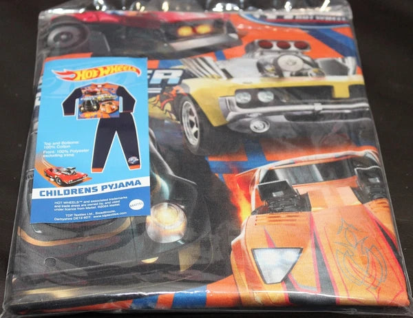 HOT WHEELS Boy's Pyjamas /Navy Blue SUPER FAST Cars PJs -Sizes 4-10 Years