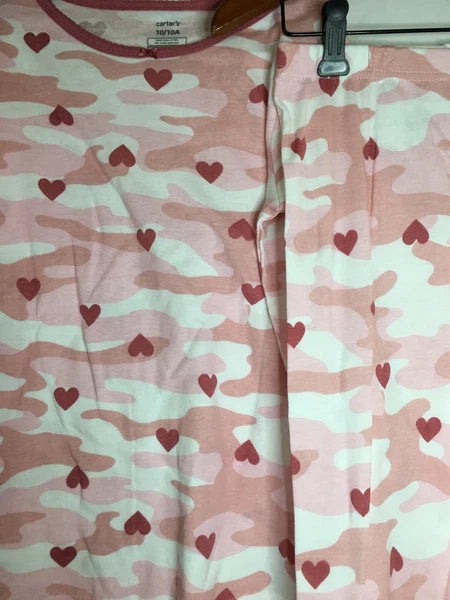 New Carter's Camo Hearts Girls Long Sleeve Pajama Set Snug fit Many Sizes
