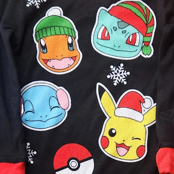 Pokemon Boys Black & Red Pikachu Christmas Pajamas Shirt & Sleep Pants Set 4