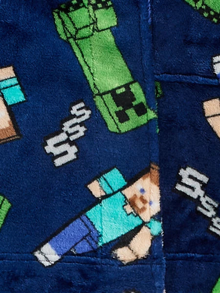 Minecraft Creeper Fleece Robe One Piece Boy Pajamas Boy's Girl's 4 5 6 7 8 10 12