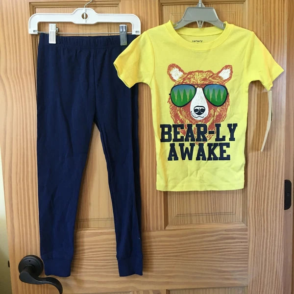 New Carter's Boys Bear Pajama set Snug Fit yellow navy many sizes