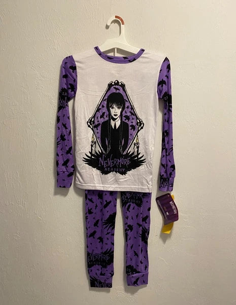 Wednesday Adams Halloween Girl's Long Sleeve Pant Pajamas Set Brand New