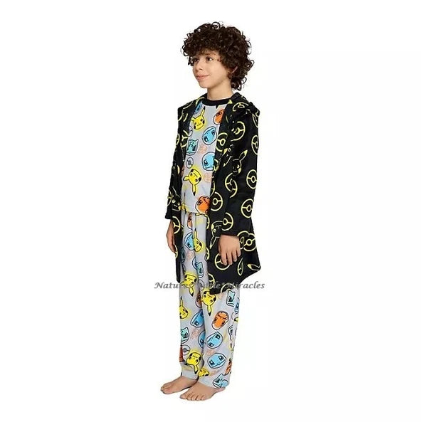 Pokemon Robe Pajamas Set Boys Bathrobe 3 Piece Size 4 5 6 8 10 Pikachu Kids NWT