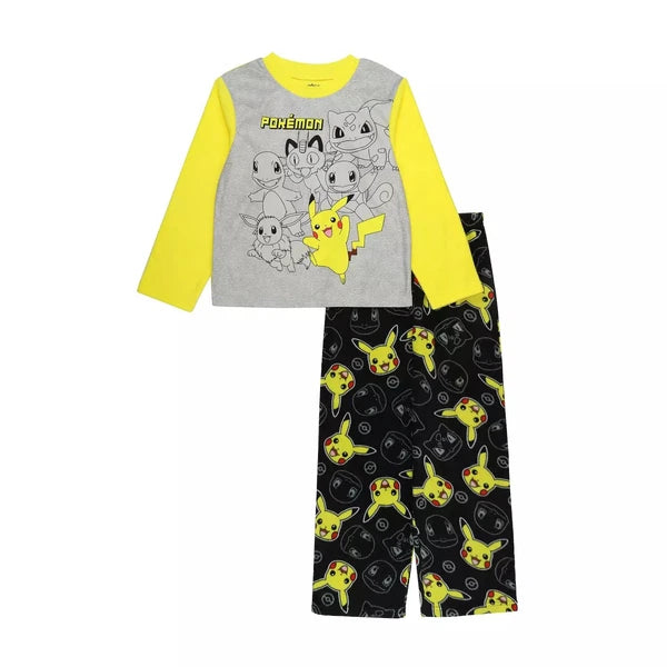 Pokemon Pikachu and Character Boy's Fleece Pajama Set