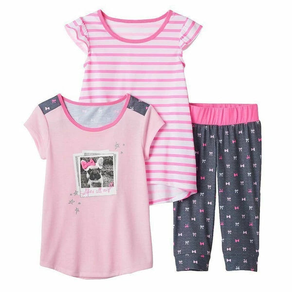 $34 NWT ☀3PC SET☀ Sz 4 4T SELFIES ALL NIGHT Pajamas PUG DOG Girls New